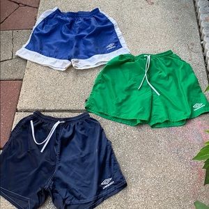 3 Umbro Male or Female active shorts